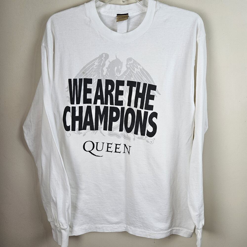 VTG Y2K QUEEN WE ARE THE CHAMPIONS LS T-SHIRT Mens L Single stitch